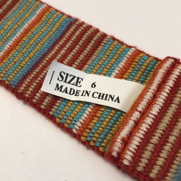 Multi-Color Stripe Metal Ends Cloth Belt size 6 - Picture 8 of 8